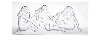 Les causeuses decorative panel in clear crystal, large size - Lalique